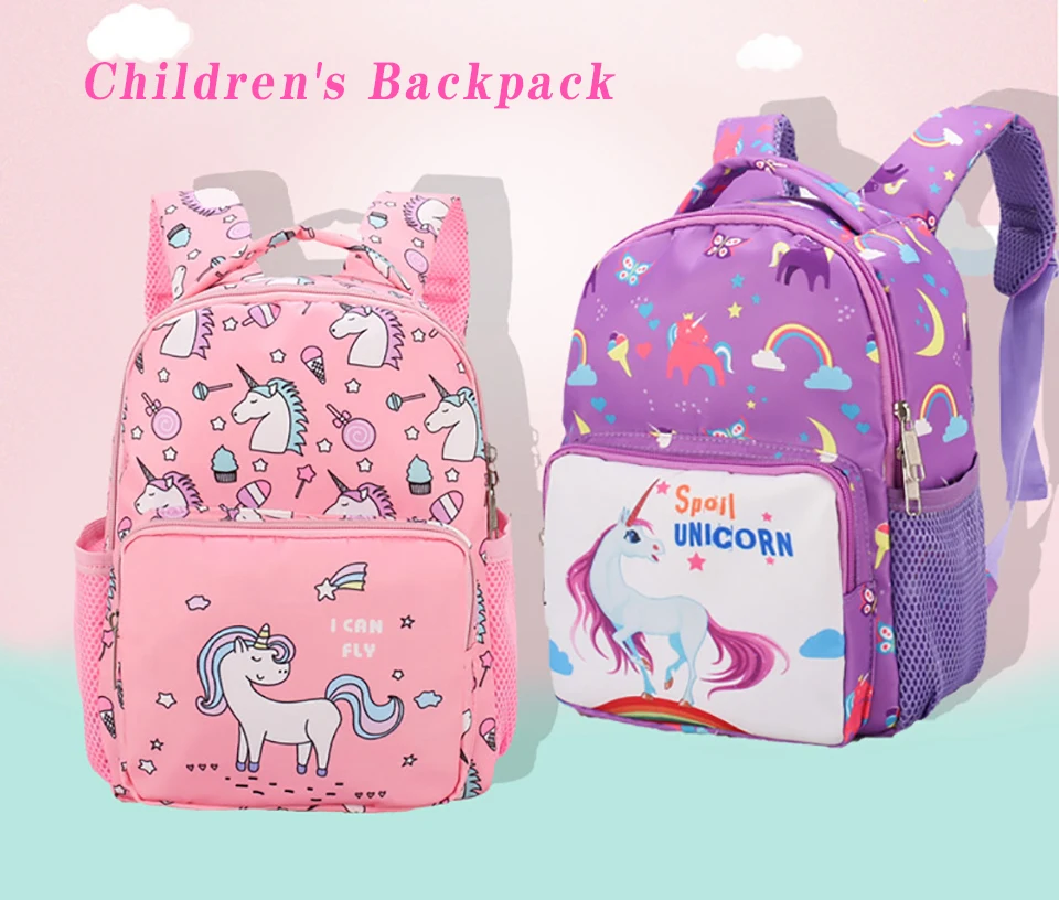 Школьные сумки для девочек, детский Розовый рюкзак с принтом единорога Kawaii, детский рюкзак для детского сада, милый детский школьный рюкзак, Водонепроницаемый рюкзак для книг