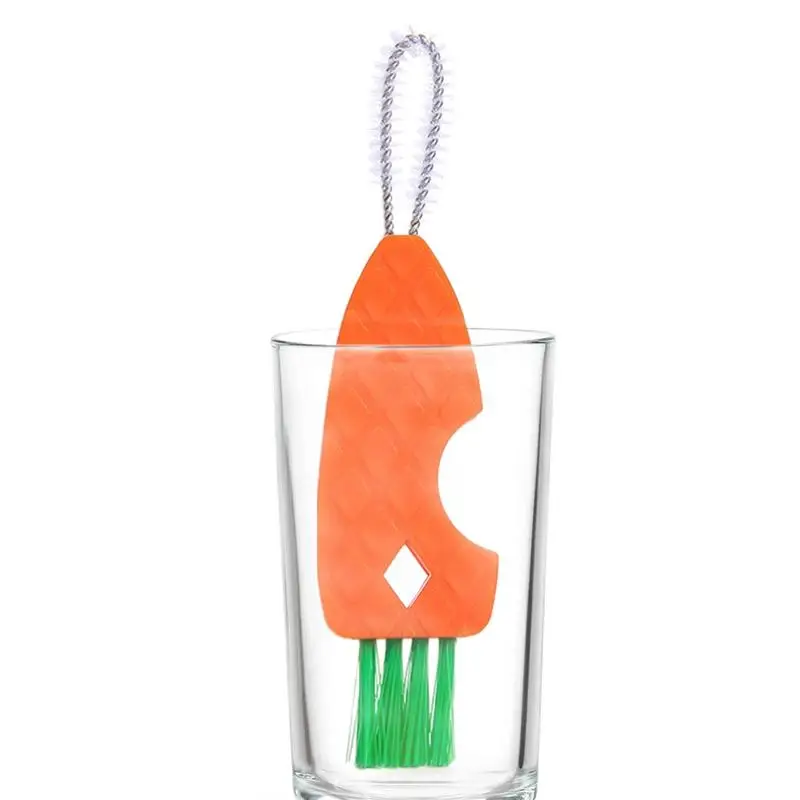 Щетка для бутылочек 3 в 1 с морковным дизайном, Отличительная щетка, Складная и портативная Кухонная утварь для кормления, стаканчики для питья из бутылочек