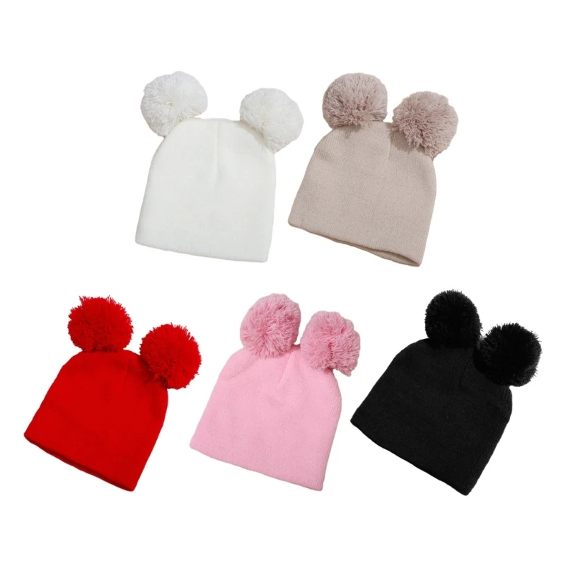 Эластичная шапка, детские мягкие шапочки-капоты, зимняя теплая шапка Для мальчиков и девочек, шапочки-бини для новорожденных, большая шапка-комочек для волос, детские принадлежности