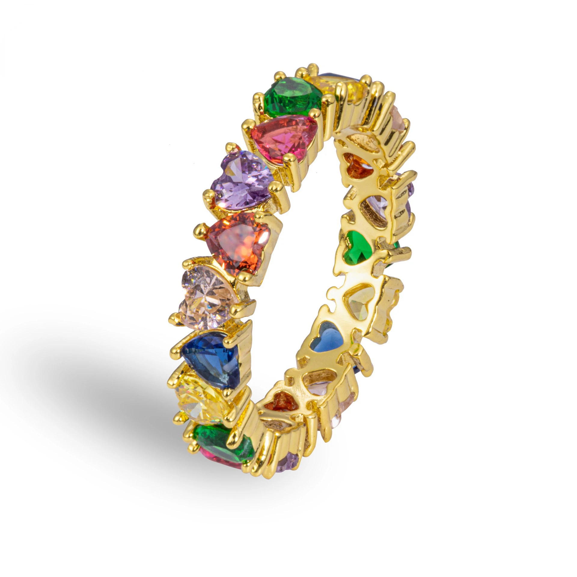 Элегантное кольцо в виде сердца с Медным ободком и инкрустацией из циркона с бриллиантами для женской коллекции ювелирных изделий