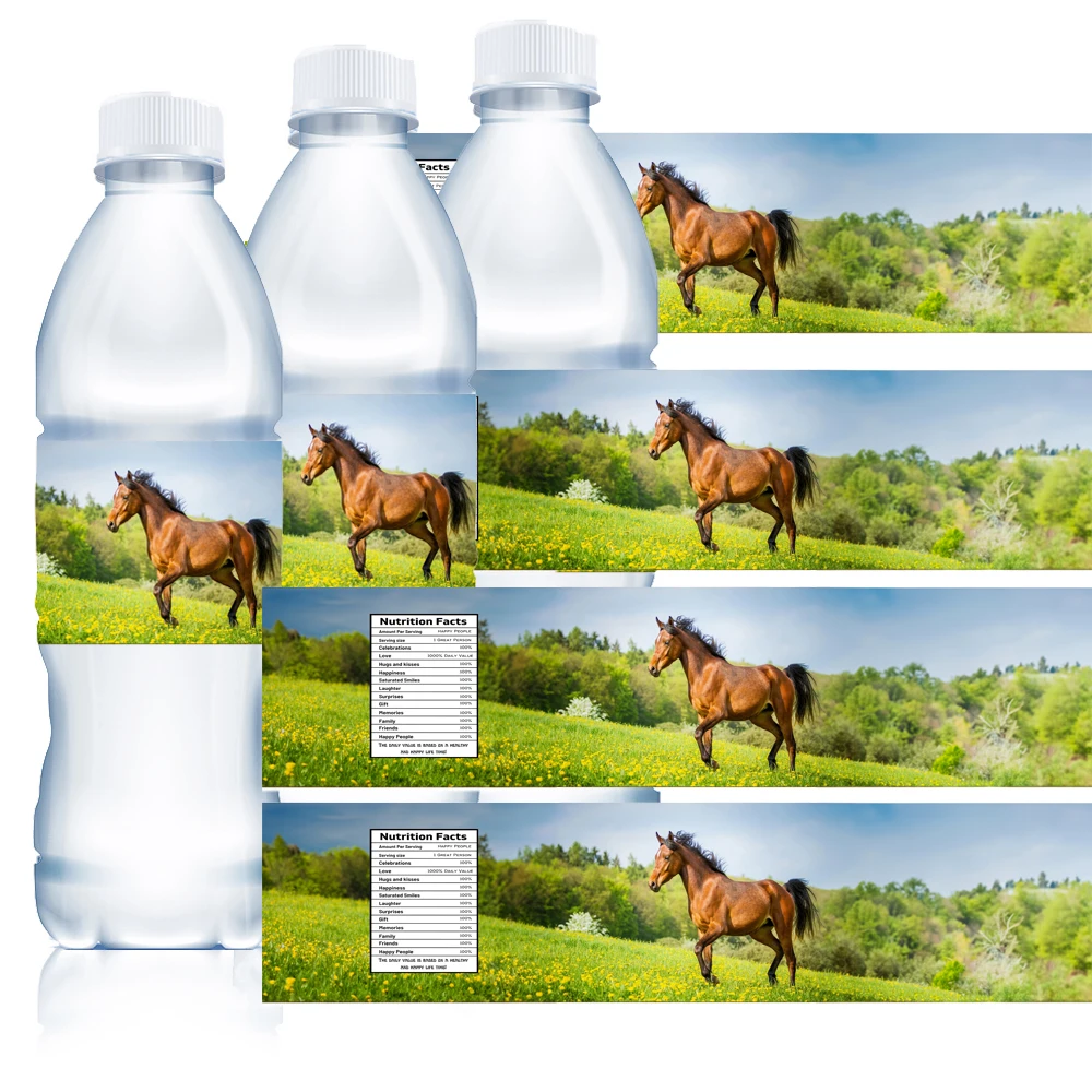 Этикетки для бутылок с водой в виде лошади, наклейки для бутылок с водой в стиле вестерн 