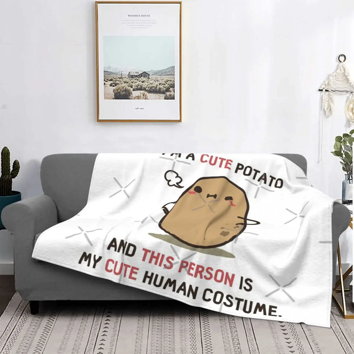 Это мой человеческий костюм Картофельное одеяло Покрывало на кровать Аниме Аниме Одеяло Uni для кровати Декоративные одеяла для дивана