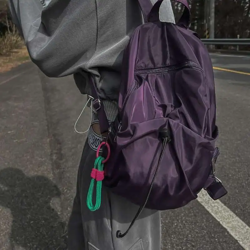 Японский Корейский Универсальный рюкзак Большой емкости из легкого нейлона, однотонные Студенческие школьные сумки на молнии, Универсальная мода Ins
