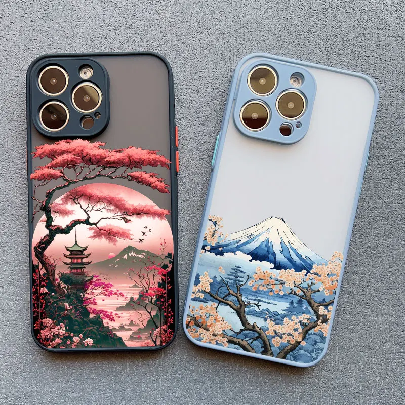 Японский Эстетичный Чехол Для Телефона Fuji С Креплением Fuji Для iPhone 13 12 Pro Max Mini 15 11 Pro Max 14 7 8 Plus SE2020 XS X XR Противоударный Чехол