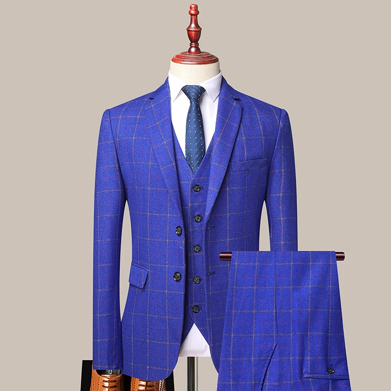 2023 Высококачественный Свадебный костюм для Мужчин (костюм + Жилет + брюки) Профессиональная Корейская версия Деловой одежды из трех частей Slim