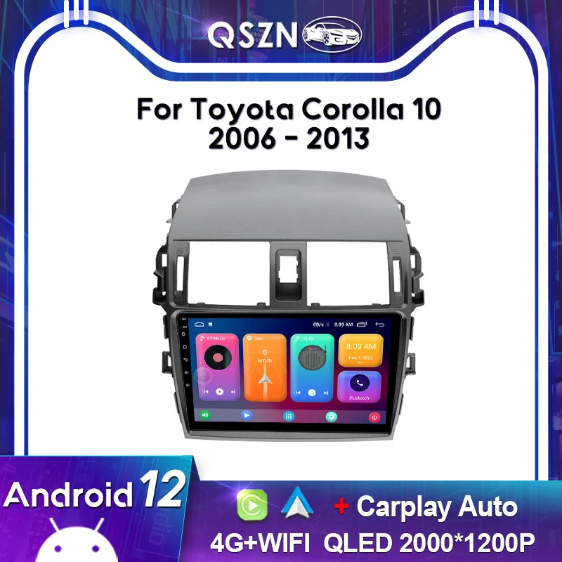 QSZN 2K QLED Для Toyota Corolla 10 2006-2013 Автомобильный Радиоприемник Carplay GPS 4G Навигация Мультимедийный Видеоплеер Головное устройство Авторадио