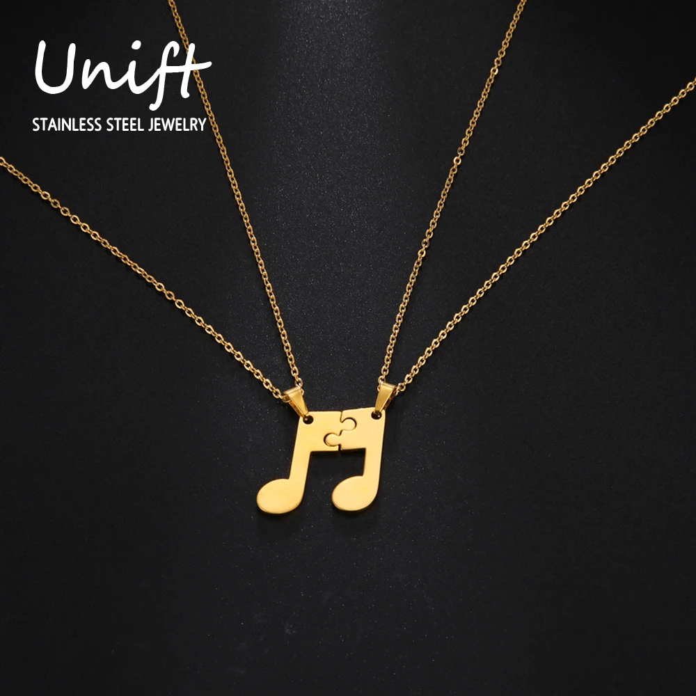 Unift Ожерелье лучшего друга для женщин, девушек, лучших пар, Подходящая подвеска, ожерелье с музыкальными нотами, Модные музыкальные украшения, подарок музыканту