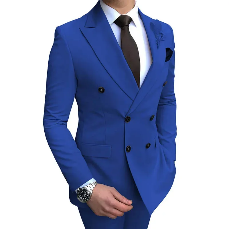 Весенне-осенний мужской костюм 2023, комплект из двух предметов, мужской костюм, повседневный деловой костюм