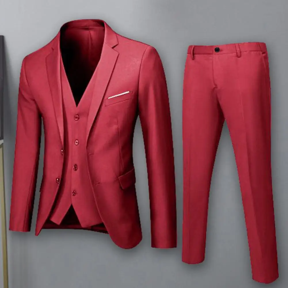 Комплект с жилетом, пальто и брюками, стильный мужской костюм для официальных деловых встреч, свадеб, офисных мероприятий, приталенный крой, защита от морщин