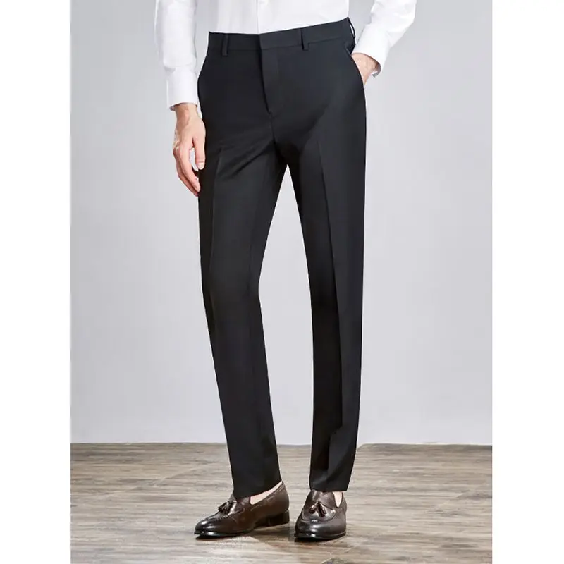 Мужские весенние костюмные брюки с высокой талией, высококачественное прямое деловое осеннее платье, официальные брюки, Классические брюки на завязках Z88