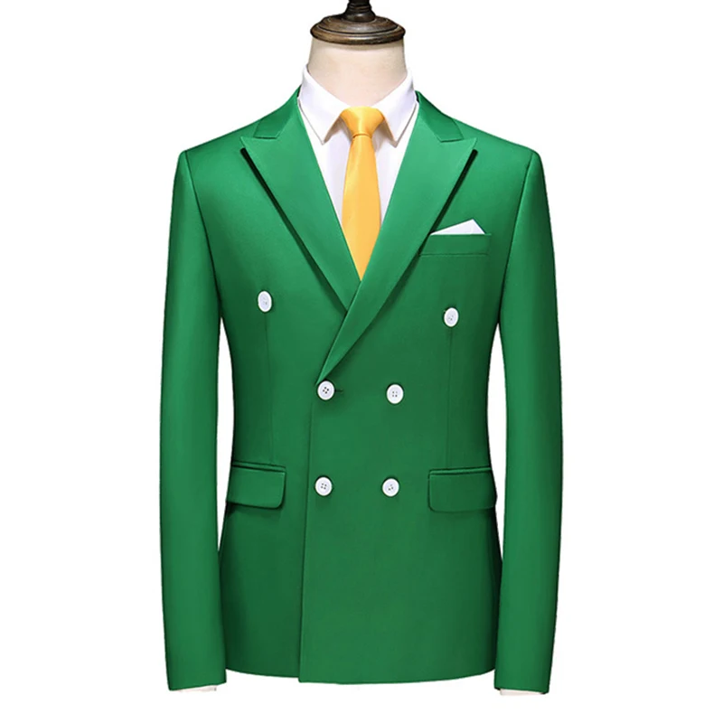 Новый мужской однотонный официальный двубортный пиджак большого размера 6XL, мужское деловое пальто для свадебной вечеринки, приталенные блейзеры