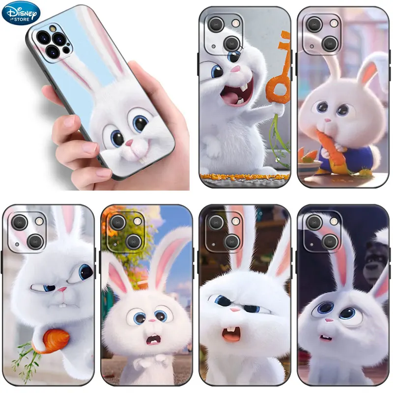 Силиконовый Чехол Cute Rabbit Snowball Для Apple iPhone 14 11 12 13 Mini Pro XR X XS MAX 6S 7 8 Plus 5S SE 2020 2022 Черный Чехол
